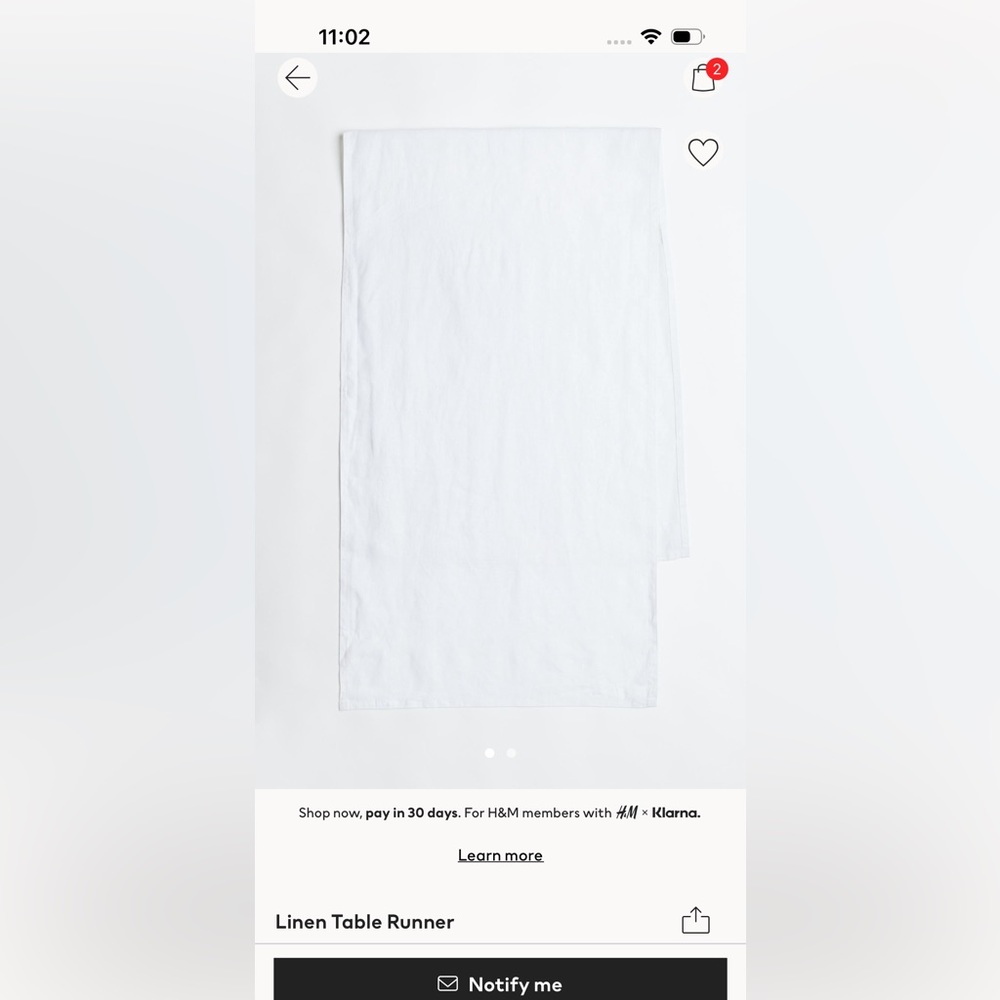 H & M linen table runner